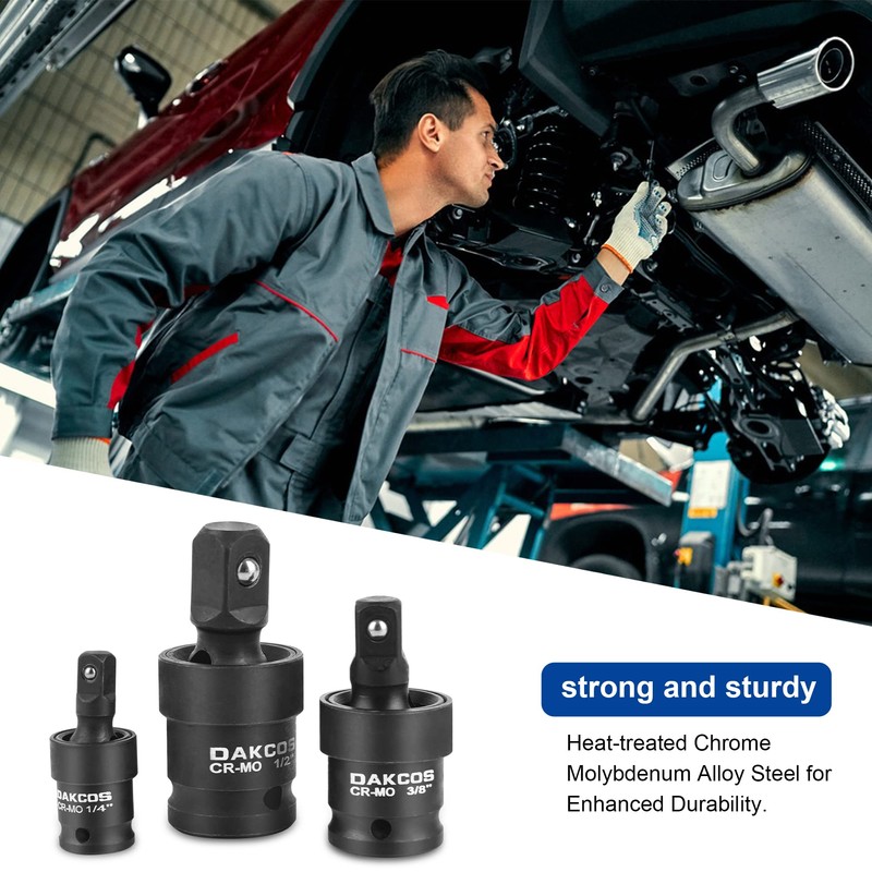 DAKCOS Impact Universal Joint Socket Set, 3 Piece Swivel Socket