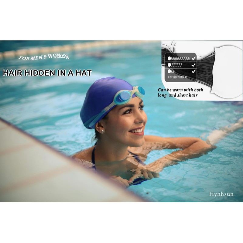 Hynhsun unisex classic silicone swimming cap for women and men,