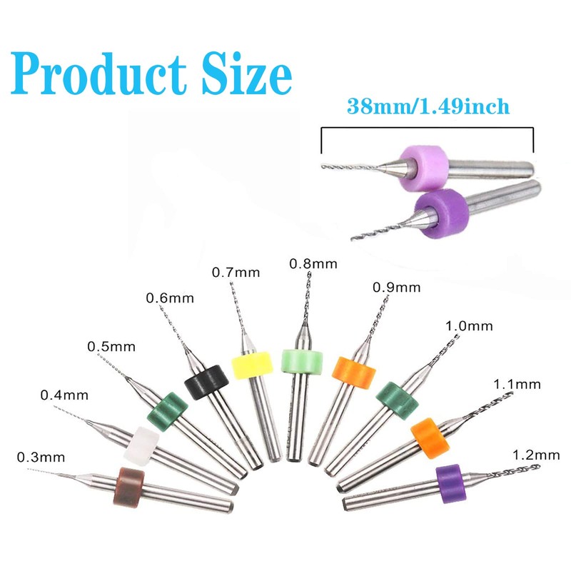 Yuentoen 10 Piece Micro Drill Bit Set, 0.3 mm -