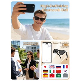 SIHUADON Smart Glasses Sunglasses for Men & Women, Bluetooth Open-Ear AI Glasses, UV400 Lenses, AI Assistant, Hands-Free Calls & Music for Driving, Running & Cycling