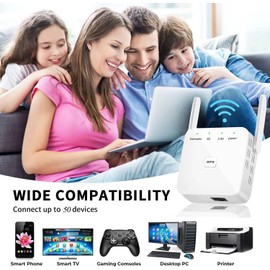 2025 Faster WiFi Extender, WiFi Repeater, Covers Up to 10000 Sq.ft and 80 Devices, Internet Booster - with Ethernet Port, Quick Setup, Home Wireless Signal Booster