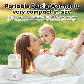Baby Bottle Warmer, Maypott Portable 3 Minutes Fast Milk Warmer for Travel with 4 Selectable Temperature & Burn Protection, Leak-Proof & Safe Rechargeable Bottle Warmer for Breastmilk, Formula, Water