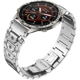 22mm Titan Steel Bands Compatible for Garmin Fenix 8 47mm/7/6/5 Band,Quick Fit Rugged Mecha Metal with Folding Clasp for Epix Gen 2 47mm/Forerunner 745/935/945/955/965/45mm Instinct 3/2/MARQ,Men