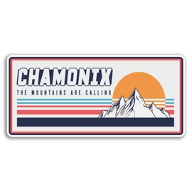 2 x 10cm Retro Chamonix Vinyl Stickers - Ski Snow Sticker Laptop Luggage #20003 (10cm Wide)