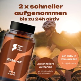 SinoPlaSan Buffered Vitamin C | Ester-C | High Dose 1,000 mg | Laboratory Tested | Made in Germany