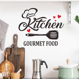 Kitchen Wall Stickers, sacinora Kitchen Quotes Gourmet Food Art Wall Decals Removable Vinyl Peel and Stick for Kitchen Dining Restaurant Baking Room Bar Door Home Decor