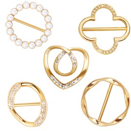 LLMSIX 5PCS Shirt Ties Clips for Tshirts, Scarf Buckle for Women, Fashion Metal Scarf Buckle Ring Suitable for Daily Commuting and Shopping Creating A Fashionable and Well-Organized Outfit (Golden)