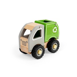 Bigjigs Toys Mini Recycling Truck - Wooden Garbage Trucks, Toddler Play Vehicle, Kids Sandpit Playsets, Gifts For Toddlers, Sustainably Made, Age 12+ Months