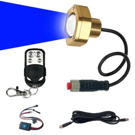 Kingshowstar Marine Grade Standard 1/2" NPT Boat Drain Plug Light with APP RF Remote Control，Underwater LED Boat Light,40W 4100LM IP68 Waterproof Smart Cooling System for Yachts, Kayaks (Blue)