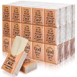 Ctosree 50 Pack Christian Pocket Tissues Bible Verse Travel Packs Bulk 500 Sheet Small Tissues Pocket Packs 3 Ply Mini Travel Size Individual Religious Party Favor