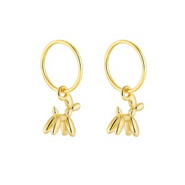 Serenity Sleepers 24K Gold Plated 925 Solid Sterling Silver Sleeper Huggie Hoop Charm Earrings For Women | Bubble Dog | Dainty Zirconia Earrings