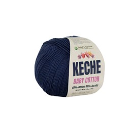 Keche Cotton Yarn, 60% Cotton 40% Acrylic Yarn, Soft Cotton Yarn for Crochet and Knitting, Amigurumi Yarn 1 Skein/Ball 1.76 Oz (50g) / 180 Yrds (165m) - Navy Blue