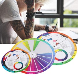 Color Wheel, Color Mixing Tutorial 3 Pieces Tattoo Color Wheel Color Mixing Board Circular Colors for Chromatic Guide Tattoo Accessories for Makeup Blending Board Chart Color Mixed Guide Mix Colours