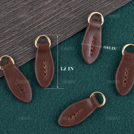 AUEAR, 5 Pack Replacement Zipper Pulls Leather Sliders for DIY Clothes Crafts Coffee