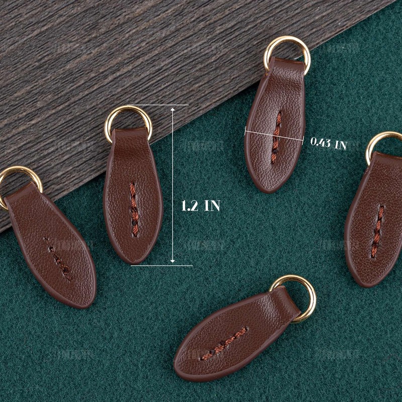 AUEAR, 5 Pack Replacement Zipper Pulls Leather Sliders for DIY
