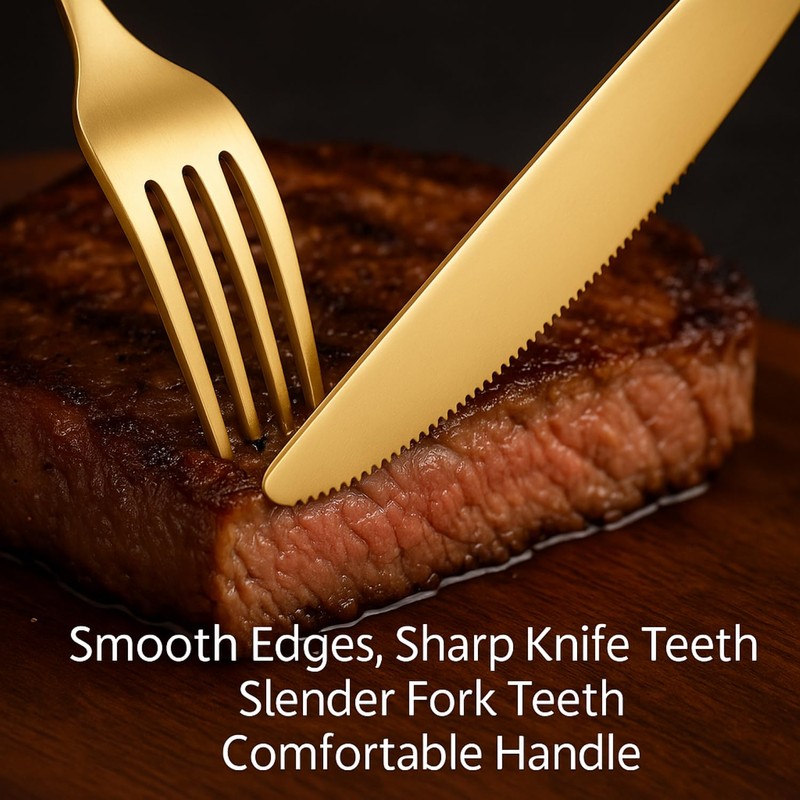 24-Piece Gold Flatware Silverware Set – 18/10 Stainless Steel Cutlery