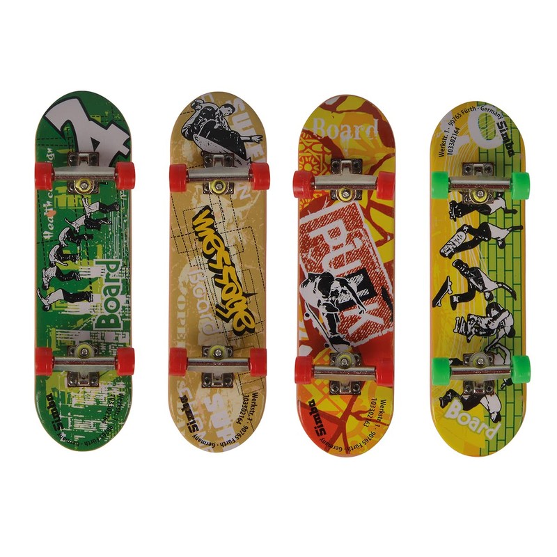 Simba 103306084 Finger Skateboard Set of 4, Finger Toy, Printed,