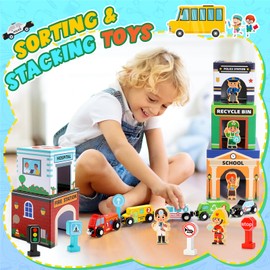 Naxudcoo Sorting and Stacking Toys for Toddlers: Montessori Style Preschool Learning Toys for Boys and Girls Age 1-3 Years Gift for 1-3 Year Old Boys and Girls