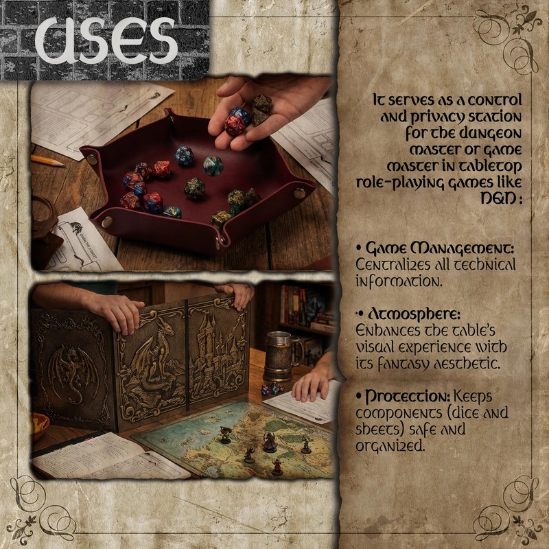 Schermo Dungeon Master con Vassoio per Dadi DOJA Hobbies, DM