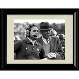 Generic Framed Bear Bryant and Nick Saban - Alabama Football Legends Roll Tide! - Promotional Picture (Black Cherry, 8x10)