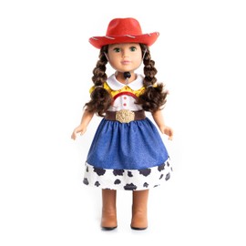 Little Adventures Cowgirl Doll Clothes with Hat (Doll Not Included) - Machine Washable Child Pretend Play and Party Doll Clothes with No Glitter