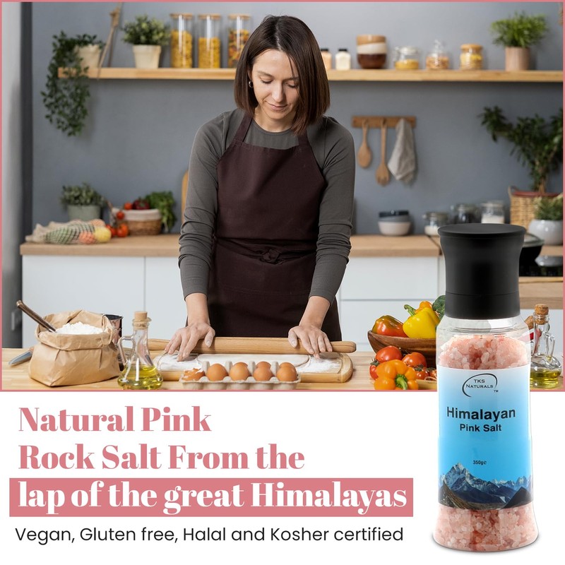 TKS Premium Himalayan Pink Salt Grinder Coarse Grain, Hand-Mined Rock
