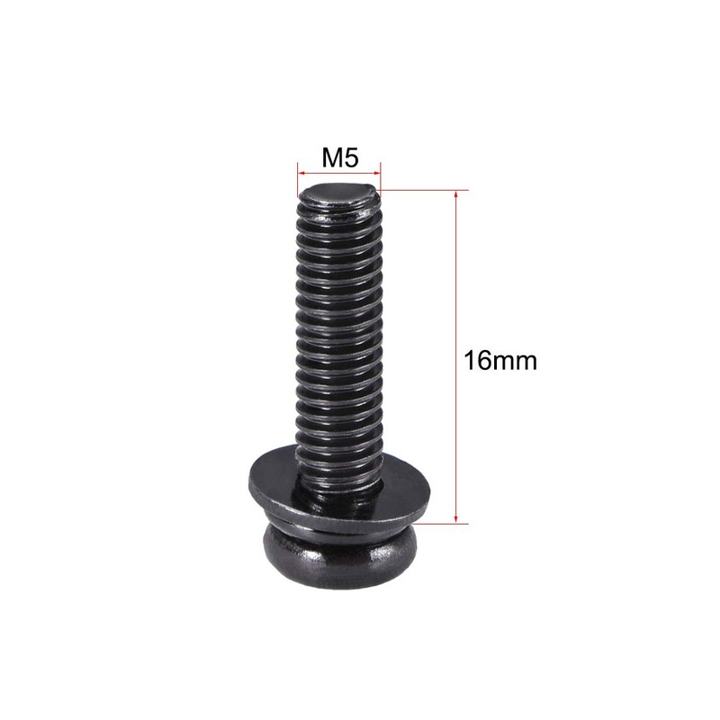 sourcing map M5 x 16mm Carbon Steel Phillips Pan Head