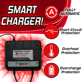 Banshee 2-Bank Marine Battery Charger, 10-Amp (5-Amp Per Bank) Smart Battery Trickle Charger Maintainer, 6V & 12V Onboard Battery Charger and Battery Maintainer