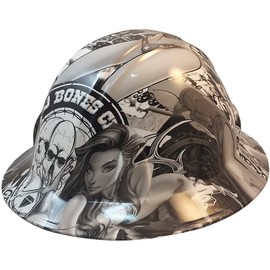 Hydrographic Full Brim Hard Hats with 6 Point Suspension - Bad Bones