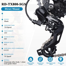 Airuzara Rear Derailleur RD-TX800 8 Speed Direct Mount for Hybrid / Commuter Bikes Mountain Bike Road Bike Snowmobile Trail Bike