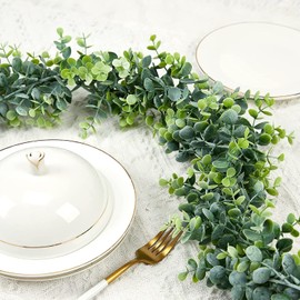 SOMYTING Artificial Vines Faux Eucalyptus Garland, 4 Packs 5.7ft Fake Eucalyptus Greenery Garland Hanging Plant Table Wedding Festival Party Decoration