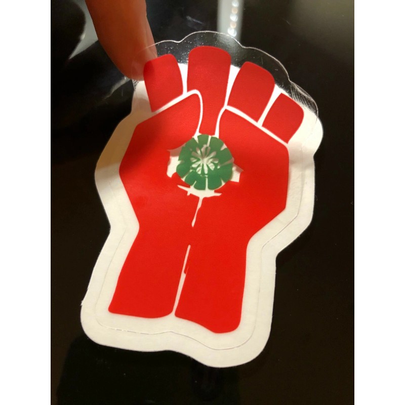 Double Thumb Peyote Fist - Clear Weatherproof Vinyl Decal