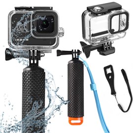 Compatible for Go Pro Hero 8 Black Waterproof Housing Case 60M/196FT Protective Underwater Dive Case Shell with Cameras Handle Mount Accessories Kit