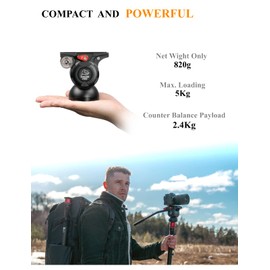 IFOOTAGE Komodo K5S Fluid Head, Aluminum Tripod Head Camera Video Head for DSLR Camera, Camcorder, Monopod and Tripod, Payload 5KG/11LB