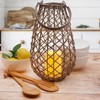 Mikasa LED Pear Shape Wicker Lantern, 13 Inch, Gray