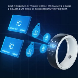 Smart Ring, R5 Portable Universal Ceramic NFC Ring for Men and Women, Waterproof 128G NFC Smart Ring with 2 Health Stones for Mobile Phones for IC, ID and NFC Card, Default, L
