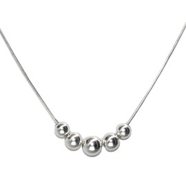 Cape Cod Jewelry-CCJ 5 Ball Bead Necklace Pendant - SilverTone (24 Inches)