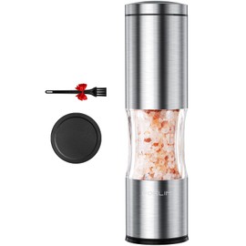 FORLIM Salt or Pepper Grinder with Dust Cover, Manual Pepper Mill with Adjustable Coarseness, Brushed Stainless Steel, Ceramic grinding core, 4.7oz Large Capacity, Spice Grinder (1 Pack/Silver)