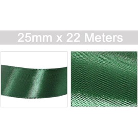 Dark Green Satin Ribbon 25 mm x 22 Metres Bow Ribbon Dark Green Gift Ribbon Decorative Ribbon Fabric Ribbon for Gift, Crafts, Sewing Projects, Hair Bows, Bridal Bouquet, Wedding Decoration