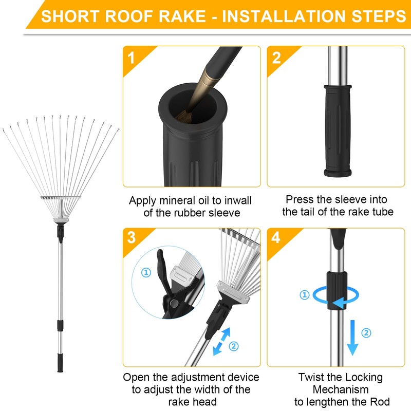 FIXM Telescoping Roof and Yard Rake 7-31 FT, Dual Use
