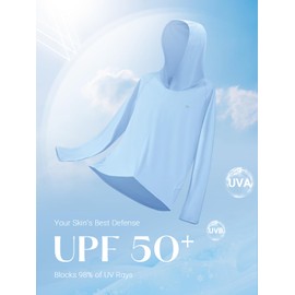 ALLZERO Women's Sun Protection Hoodie UPF 50+ Lightweight Long Sleeve with Back Breathable Mesh for Outdoor Fishing Hiking SKYBLUE-3XL