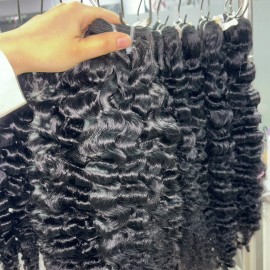 Wholesale Raw Cambodian Human Hair Vendor Cuticle Aligned Wavy Curly Hair Unprocessed Burmese Curly Hair Bundlescolor: 1pcs bundle burmese curly, Stretched Length: 14 Inches