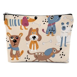 XFN Dog Lovers Gifts for Women, Dog Gifts Makeup Bag, Dog Themed Gifts, Cartoon Dogs Cosmetic Bag Travel Pouch, Dog Owner Gifts for Women Girls Daughter Wife Friendship Graduation Birthday Gifts