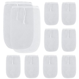 Threlaco 10 Pcs 6.5 x 10 Inch Aquarium Filter Media Bags 180 Micrometer Extra Fine Filter Bags Mesh White Reusable with Drawstring Nylon for Activated Carbon Resins Bio Balls