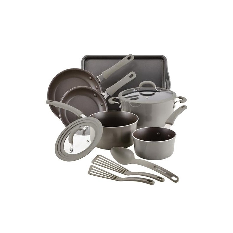 Rachael Ray 14741 11-Piece Nonstick Cookware Set - Gray