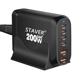 200W Charger 【GaNFastⅢ 6-Port Single Port Max 100W 1.5m Power Cable】【PSE Technical Standards Compliant】 PD3.0 Compatible 6-Port 4 USB-C & 2 USB-A GaNFastⅢ (Gallium Nitride) Single Port 100W Always
