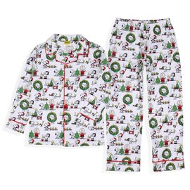 INTIMO Peanuts Boys' Christmas Charlie Brown Snoopy Button Sleep Pajama Set (4/5)