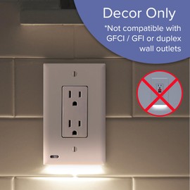 3 Pack - SnapPower GuideLight [for Standard Decor, Not GFCI outlets] - Night Light - Electrical Outlet Wall Plate with LED Night Lights - Automatic On/Off Sensor - (Décor, White)