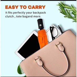 SIEPASA Windproof Travel Compact Umbrella-Automatic Umbrellas for Rain-Compact Folding Umbrella, Travel Umbrella Compact, Small Portable Windproof Umbrellas for Men Women Teenage. (S-Orange)