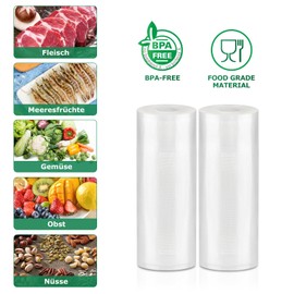 FRESKO Vacuum Rolls 2 Rolls 28 x 600 cm, Professional Vacuum Bags Foil Bags, Size for All Vacuum Sealers, BPA-Free, Embossed Air Grooves, Sous Vide Freezer Bags